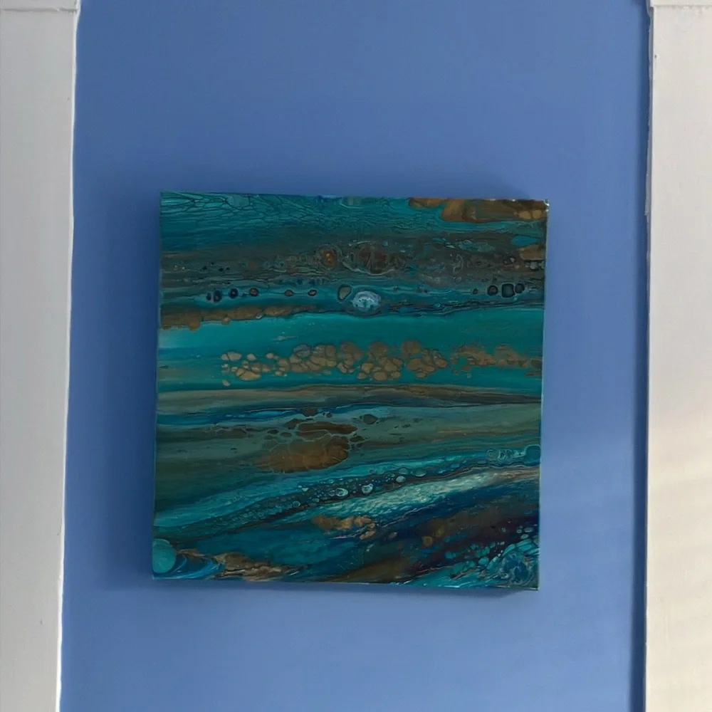 Acrylic Drip Artwork on Canvas - After Low Tide - 20x20 - Picture 2 of 9